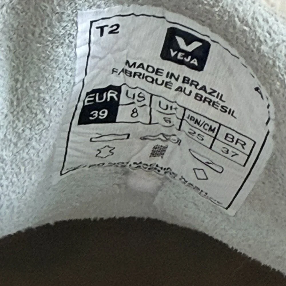 VEJA White Leather Sneakers V-10 Logo Lace Up Low Top Women's US 8 / EU 39 - Picture 6 of 8